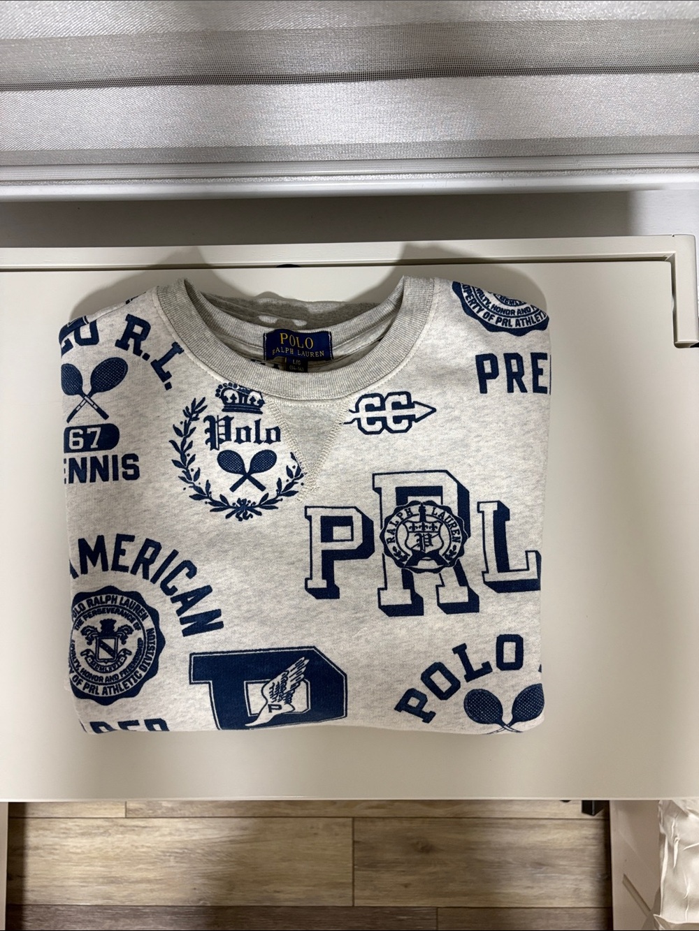 Polo by Ralph Lauren Kids Light Gray Heather Sweatshirt with Navy Logos